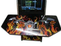 76 4-player, harley davidson, lighted, orange buttons, orange trackball, flames, black