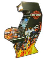 75 4-player, harley davidson, lighted, orange buttons, orange trackball, flames, black