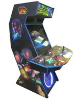 800 4-player, yellow buttons, green buttons, blue buttons, red buttons, lighted, blue trackball, blue trim, black trim, arcade, metroid