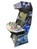 1035 4-player, green buttons, blue buttons, purple buttons, red buttons, white trackball, black trim, tron joystick, spinner, star wars