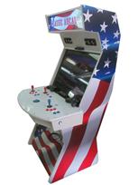 1042 2-player, blue buttons, red buttons, white buttons, blue trackball, silver trim, classic arcade, america