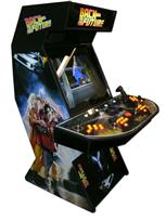 48 4-player, back the the future, lighted, orange buttons, orange trackball, spinner, tron joystick