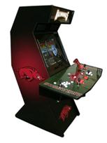 92 4-player, razorbacks, arkansas, sports, black, red, lighted, white buttons, red buttons, tron joystick, red trackball, spinner, football