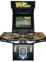 14 4-player, back to the future, lighted, orange buttons, orange trackball, blue buttons, flux capacitor 