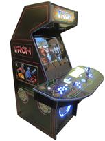 605 4-player, blue buttons, lighted, blue trackball, blue trim, tron, black