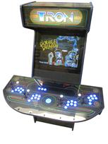 606 4-player, blue buttons, lighted, blue trackball, blue trim, tron, black