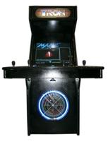 107 4-player, led lights, tron, white buttons, blue trackball, black, tron joystick, spinner