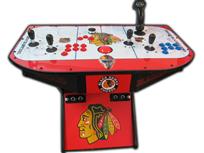 329 2-player, red buttons, blue buttons, spinner, tron joystick, sports, blackhawks, hockey