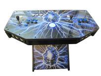 297 2-player, skull, blue flames, lightning, blue buttons, black buttons, blue trackball