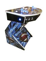 621 2-player, blue buttons, lighted, blue trackball, black trim, white trim, super arcade, superman