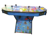 654 4-player, yellow buttons, green buttons, blue buttons, red buttons, lighted, yellow trackball, blue trim, black trim, super mario