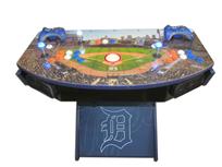 974 2-player, blue buttons, orange buttons, white buttons, red trackball, blue trim, detroit baseball