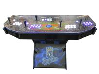 1083 4-player, blue buttons, white buttons, lighted, blue trackball, blue trim, kc royals, baseball  