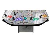 1094 4-player, green buttons, purple buttons, red buttons, white buttons, lighted, green trackball, silver trim, marcus brown properties