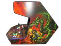 371 2-player, lighted, purple trackball, dragon, green buttons, yellow buttons, purple buttons, tron joystick, orange, red, green, spinner