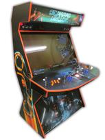 571 4-player, blue buttons, orange buttons, lighted, red trackball, orange trim, tron joystick, torn