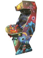 639 4-player, green buttons, orange buttons, lighted, orange trackball, yellow trim, tron joystick, zayde-arcade