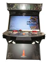 708 4-player, black buttons, orange trackball, black trim, grey trim, fire