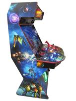 730 4-player, blue buttons, red buttons, lighted, orange trackball, red trim, black trim, tron joystick, spinner, strykers arcade