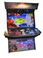 731 4-player, blue buttons, red buttons, lighted, blue trackball, black trim, tron joystick, spinner, supercade, super bowl