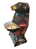 734 4-player, blue buttons, red buttons, lighted, blue trackball, black trim, star wars, fight scene
