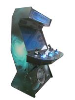 823 4-player, blue buttons, lighted, blue trackball, black trim, tron joystick, mame