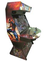 845 4-player, black buttons, blue trackball, black trim, forever young megacade, marvel vs street fighter