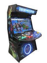 936 4-player, yellow buttons, green buttons, blue buttons, red buttons, lighted, red trackball, black trim, tron joystick, spinner, starship enterprise