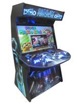 965 4-player, blue buttons, lighted, blue trackball, blue trim, black trim, tron joystick, spinner, okuley arcade, tron