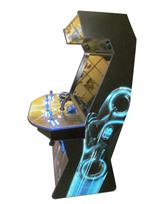 967 4-player, blue buttons, lighted, blue trackball, blue trim, black trim, tron joystick, spinner, okuley arcade, tron