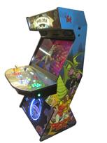 992 4-player, yellow buttons, green buttons, blue buttons, red buttons, lighted, blue trackball, black trim, spinner, spade cade