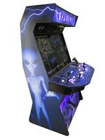 1121 4-player, purple buttons, lighted, blue trackball, black trim, tron joystick, spinner, aliens