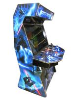 1160 4-player, blue buttons, lighted, orange trackball, silver trim, tron joystick, riccos arcade, star wars