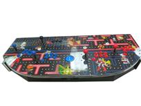 835 4-player, blue buttons, red buttons, blue trackball, silver trim, nintendo classics, pac man layout