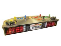 1178 4-player, yellow buttons, green buttons, blue buttons, red buttons, orange buttons, orange trackball, silver trim, outatime, car lights